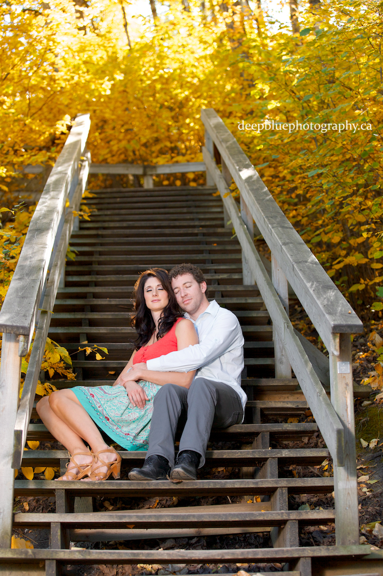 Photo of Couple in River Valley Stairs Edmonton Emily Murphy Park