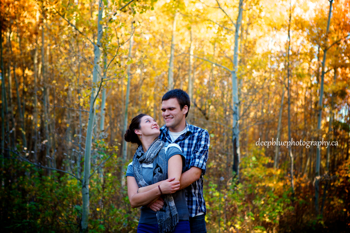 Photo of Couple Holding Each Other During Blackfoot Trails Engagement Pictures.