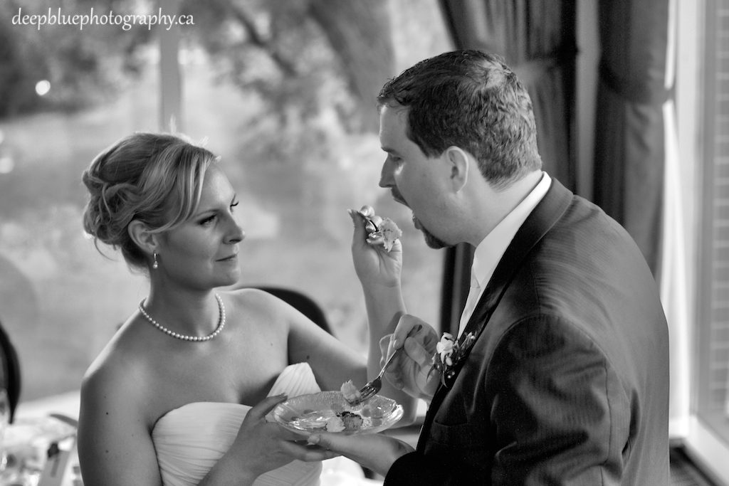 Kate and Ed Cut the Cake At Their Faculty Club Wedding