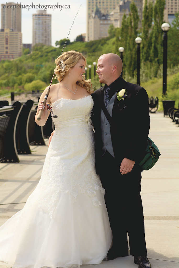 Bride and Groom with Fishing Rod