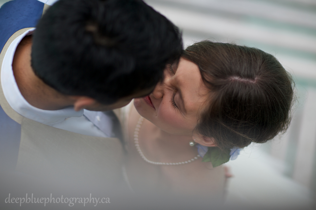 Bride and Groom Sharing a Kiss