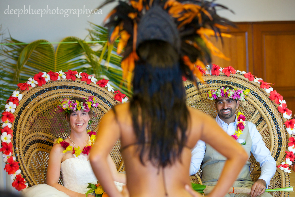 Destination Wedding Tahiti Bride and Groom Enjoying Tahitian Wedding Ceremony