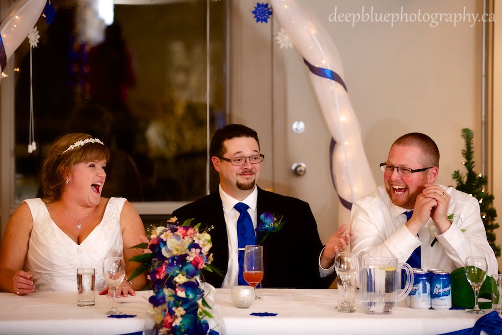 Bride and Groom Laughing Reception