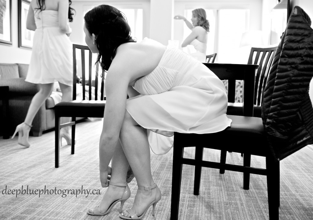 Photo of Bridesmaids Putting Shoes On