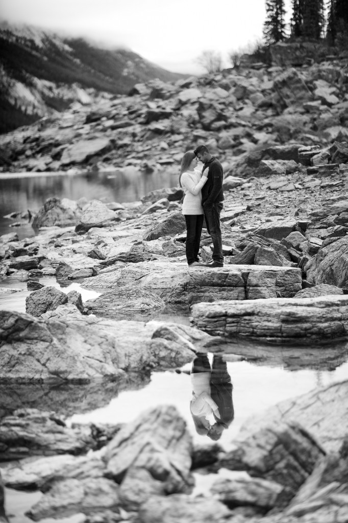 Engagement pictures in Jasper Medicine Lake - Jasper Engagement Photography