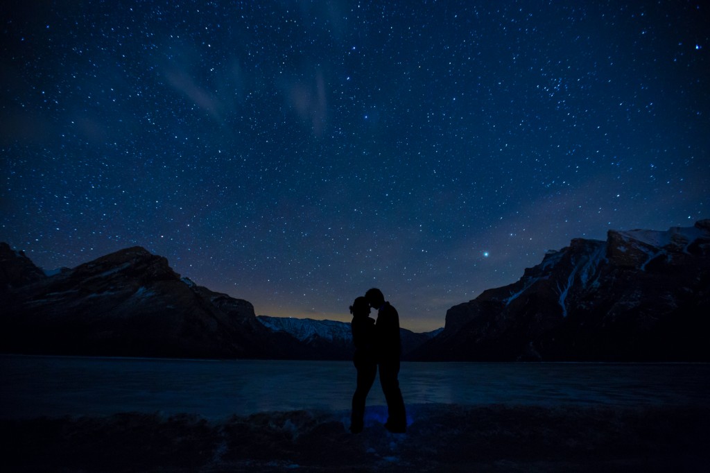Night Engagement Photos with Stars