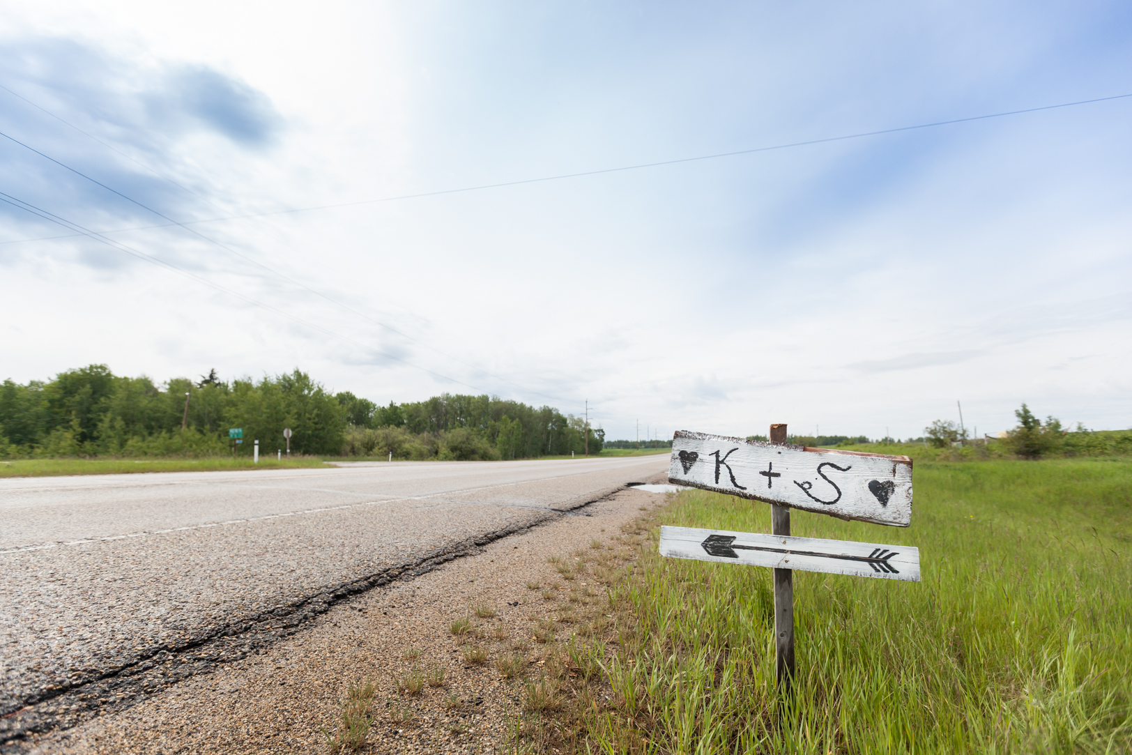 Road side sign for an Outdoor Country Wedding