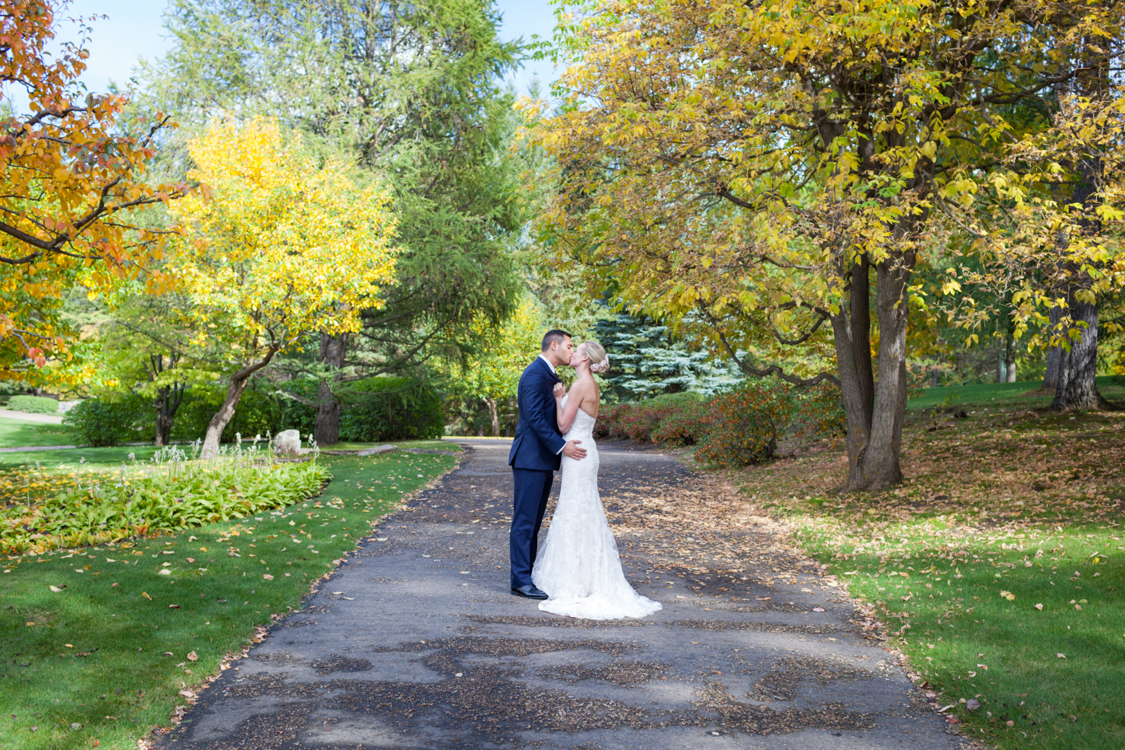 Bridal couple wedding portrait University of Alberta Botanic Garden