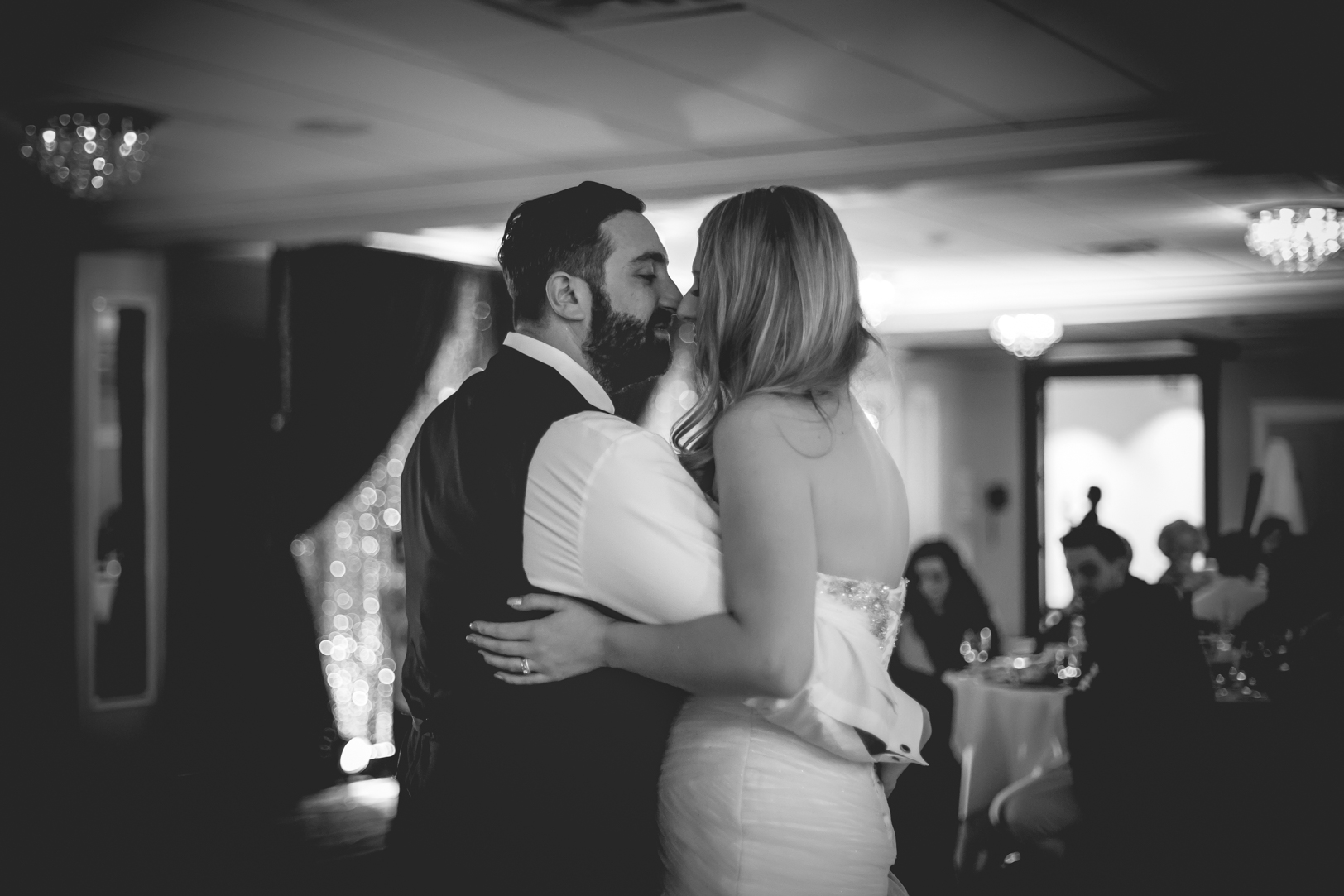 black and white first dance photo