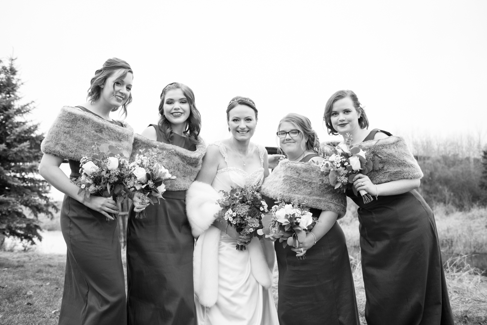 black and white bridal portraits