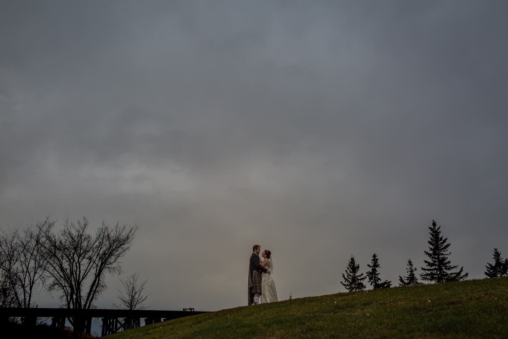 stormy weather wedding photo