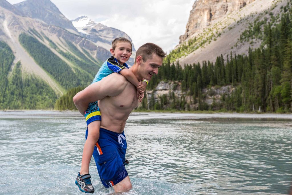 lake swimming after backpacking with kids