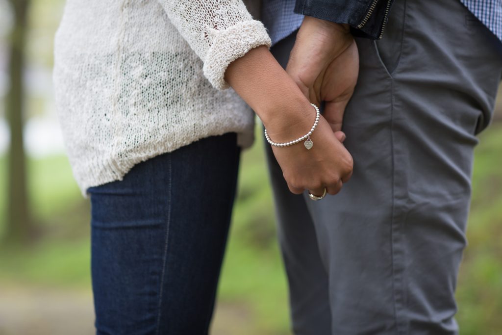 Detail photo of couple holding hands - Niagara on the Lake Engagement Photography