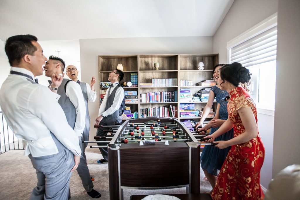 Pre wedding games with wedding party before the ceremony