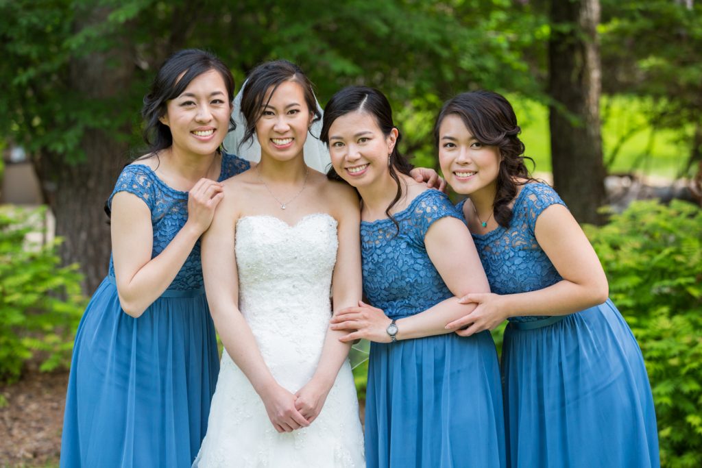 Bride and her three bridesmaids