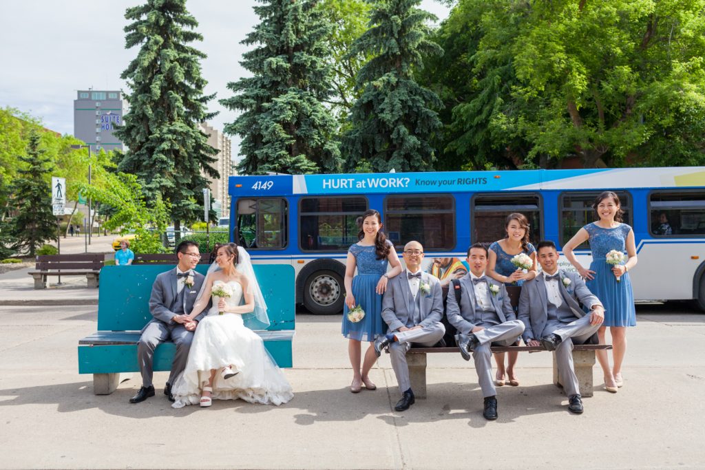 Edmonton HUB bus loop wedding portrait at the university of alberta
