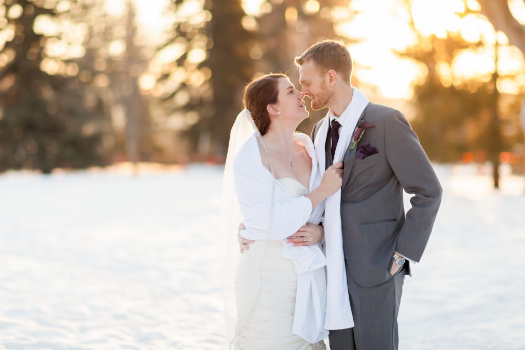 A picture of a couple showing the benefits of planning a winter wedding