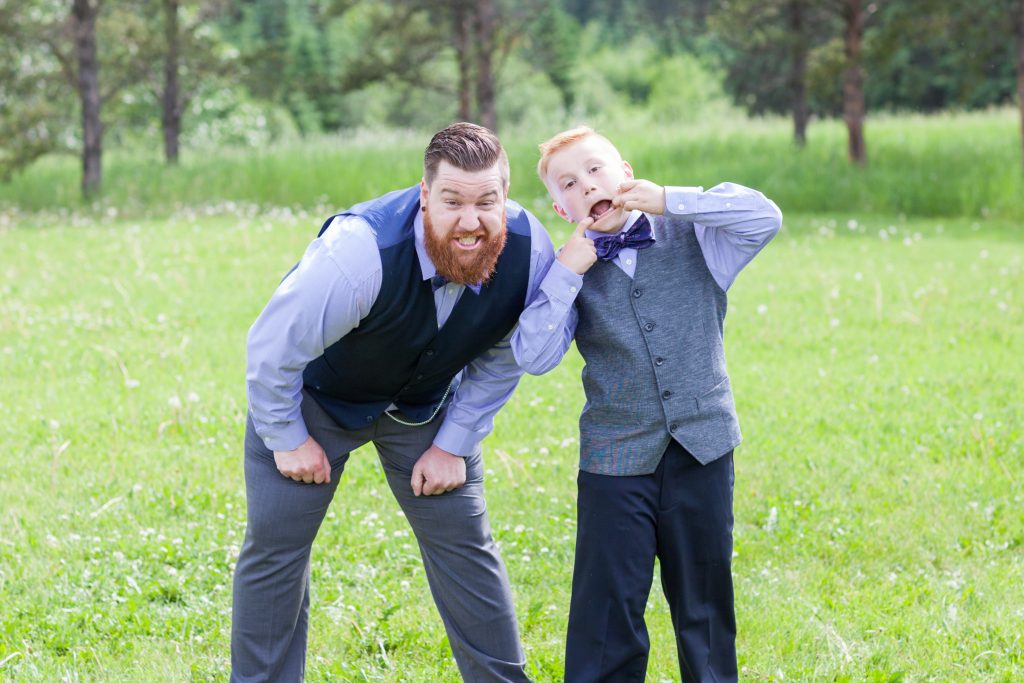 Snow Valley wedding photo of the groom and his son