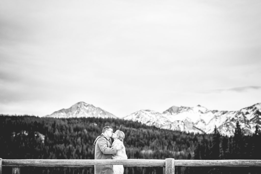 Bridge to Pyramid Lake island is where this bride and groom had their first look before the wedding ceremony