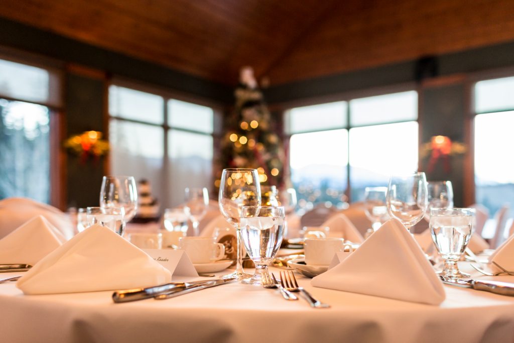 Winter wedding reception at Pines Restaurant at Pyramid Lake Lodge