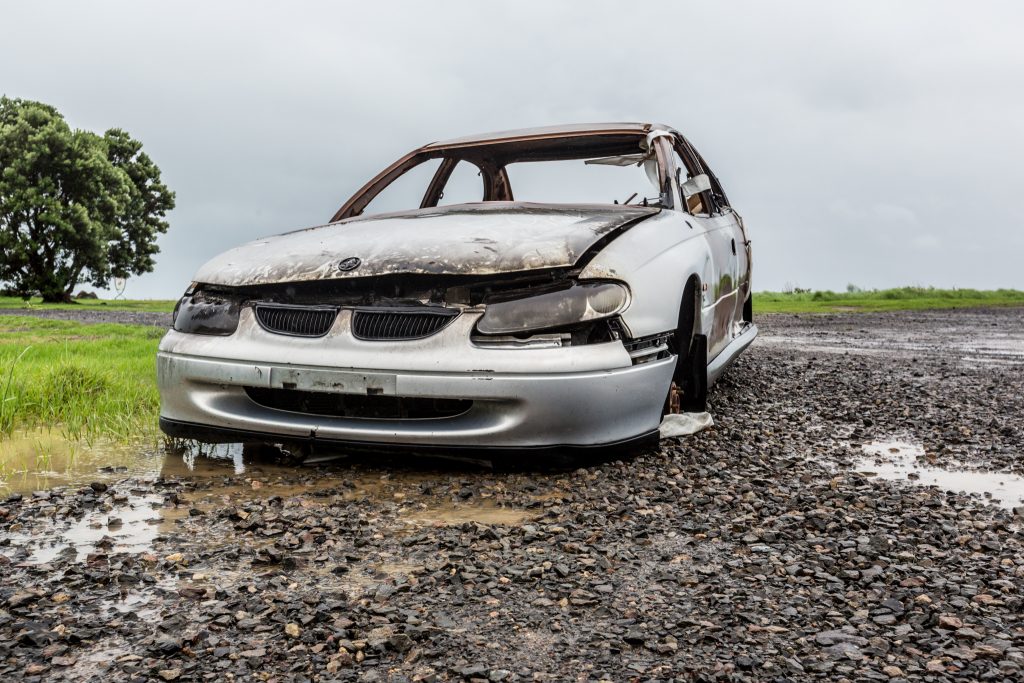 Burnt Out Car While Driving the Coromandel Peninsula