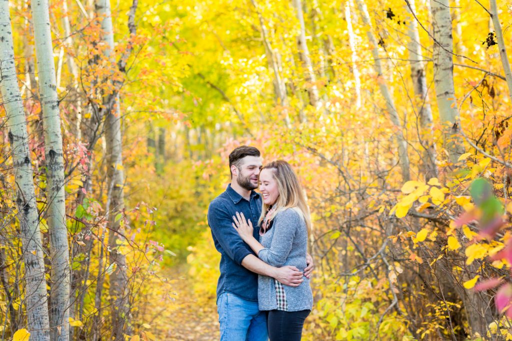 Cute and casual Terwilliger Park engagement photos Edmonton