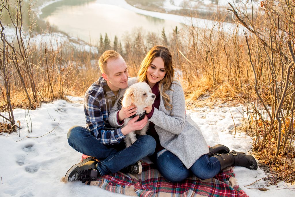 Sunset family portraits with dog at Strathcona Science Park