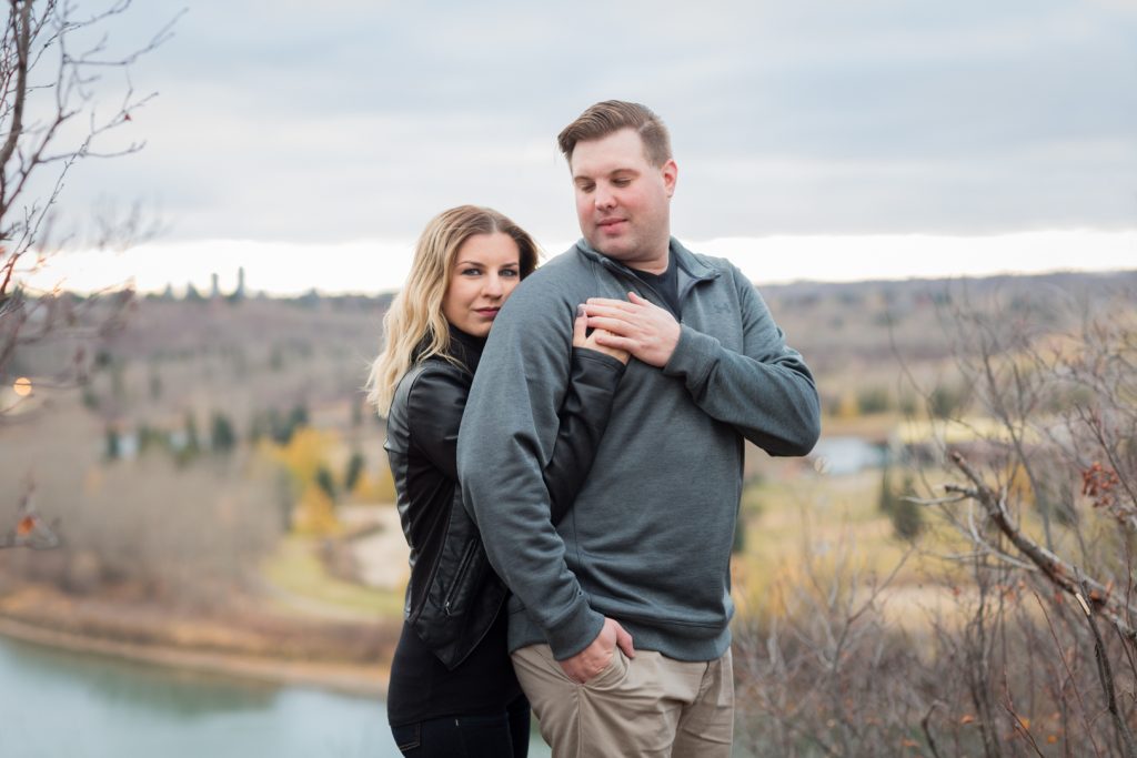 Edmonton river valley engagement photos at strathcona science park