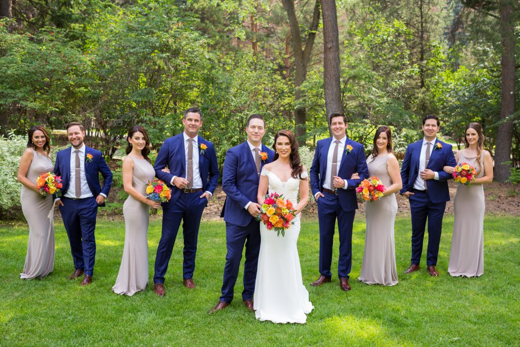Blush and navy wedding party