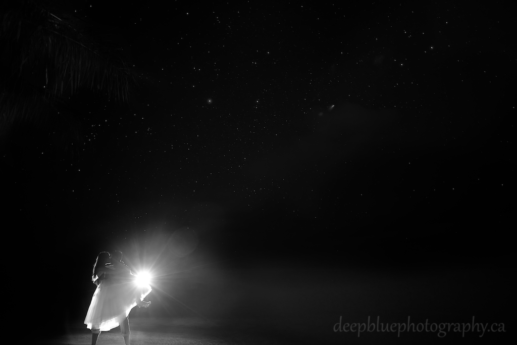 Night Kiss Photo While Standing in the Ocean