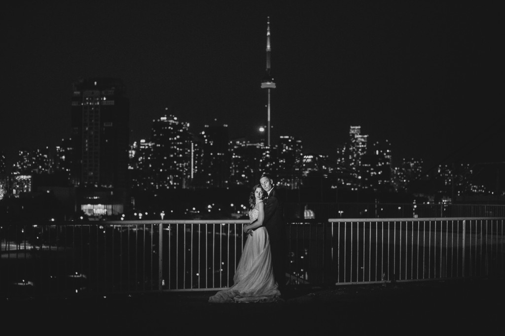Wedding Photos with Downtown Toronto at Night