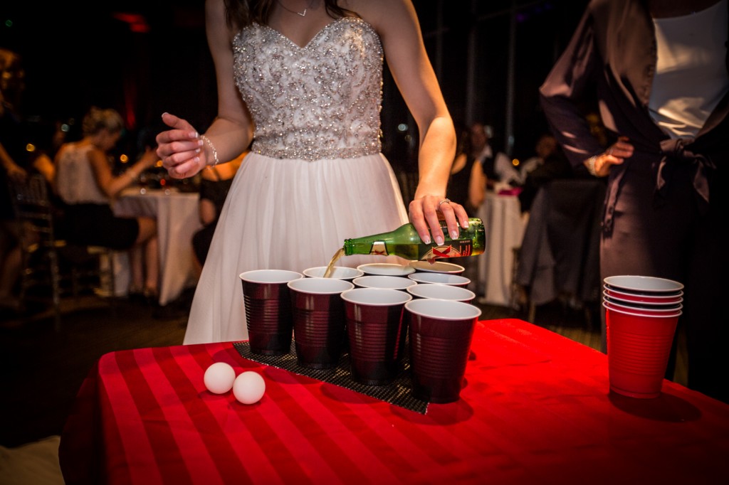 Bride Playing Beer Pong