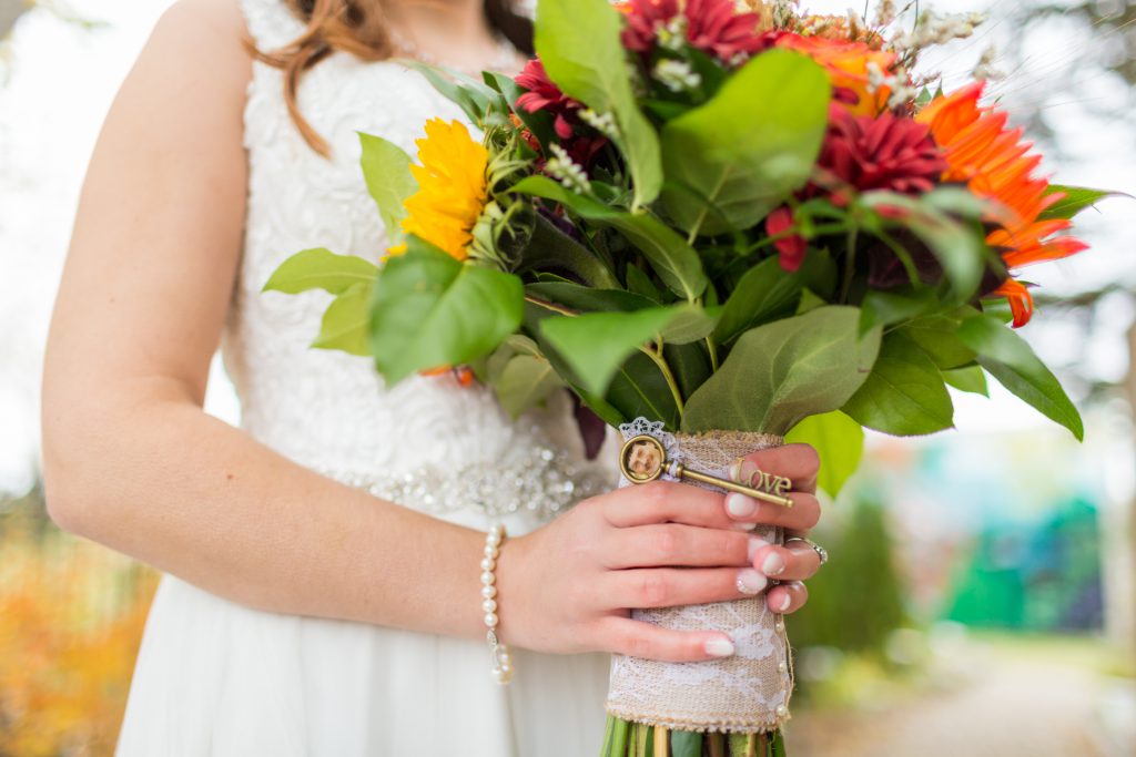 colourful wedding bouquet