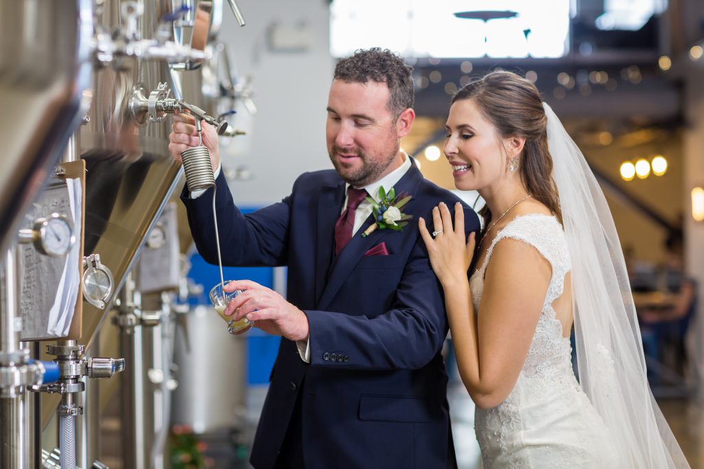 brewery and beer themed wedding photos