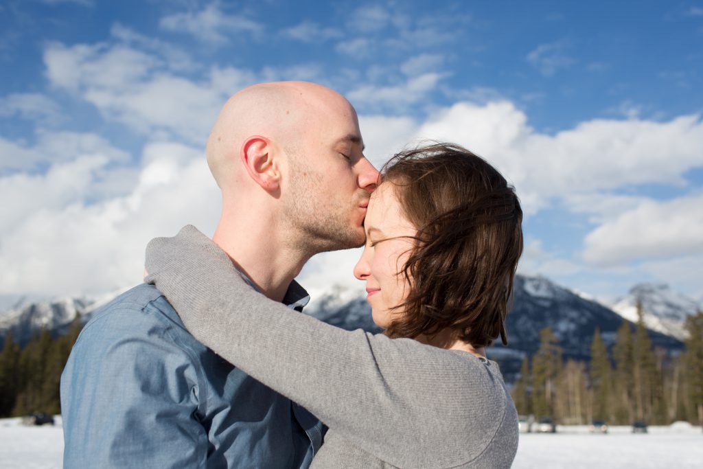 mountain engagement photos in the winter