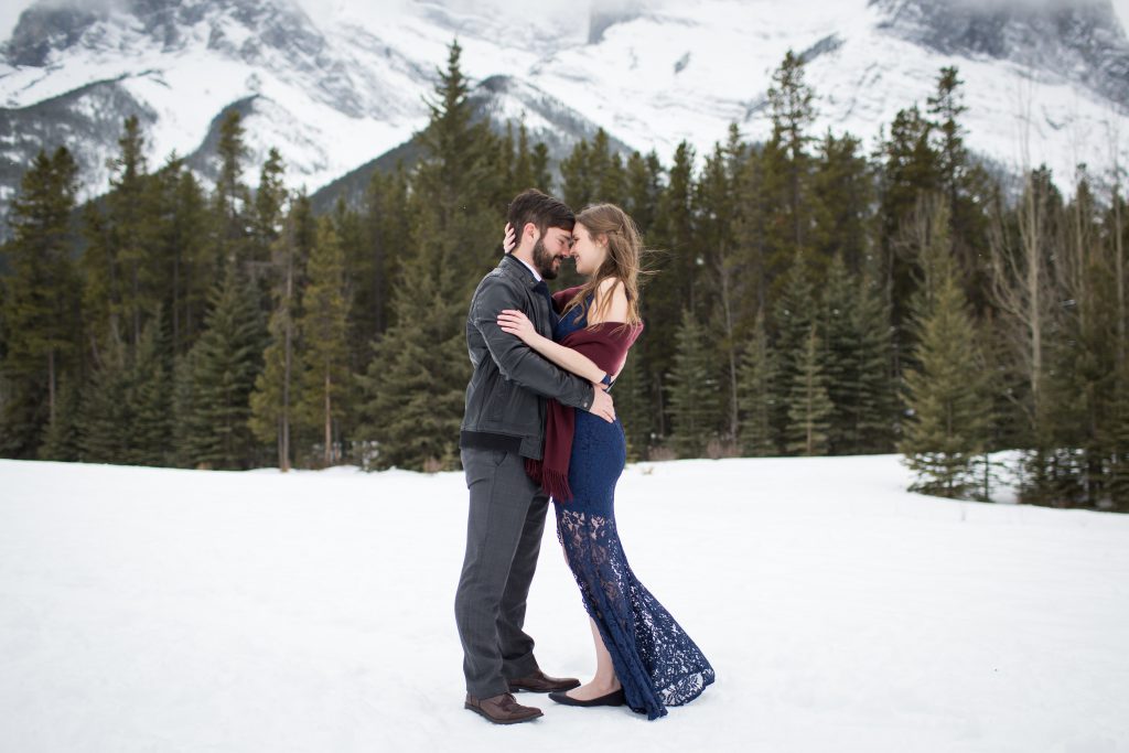winter engagement photos canmore
