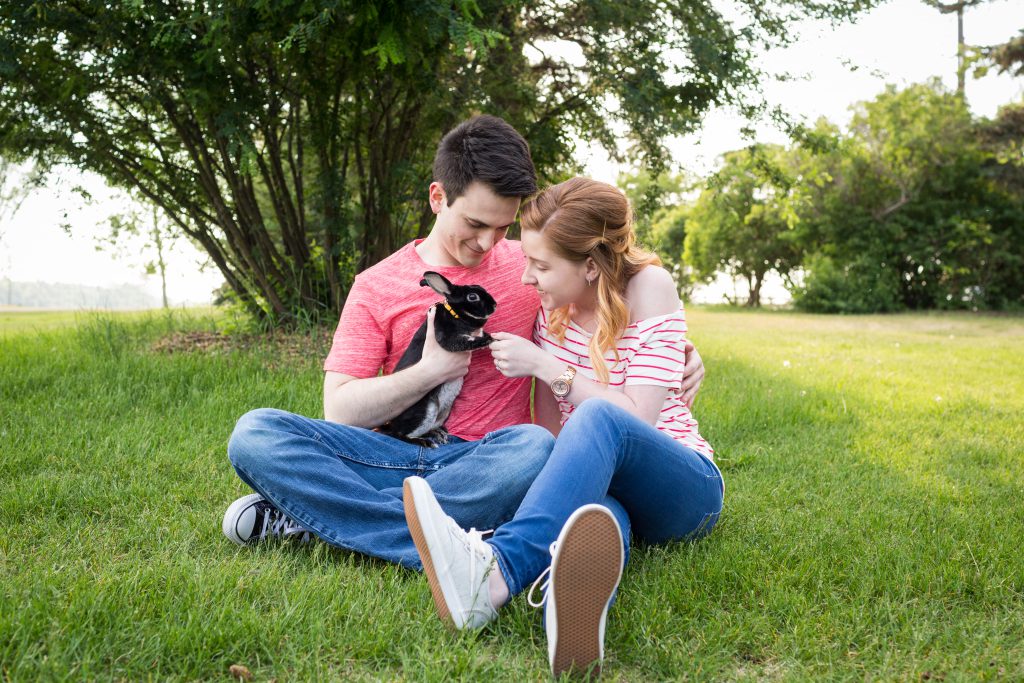 engagement photos with bunny
