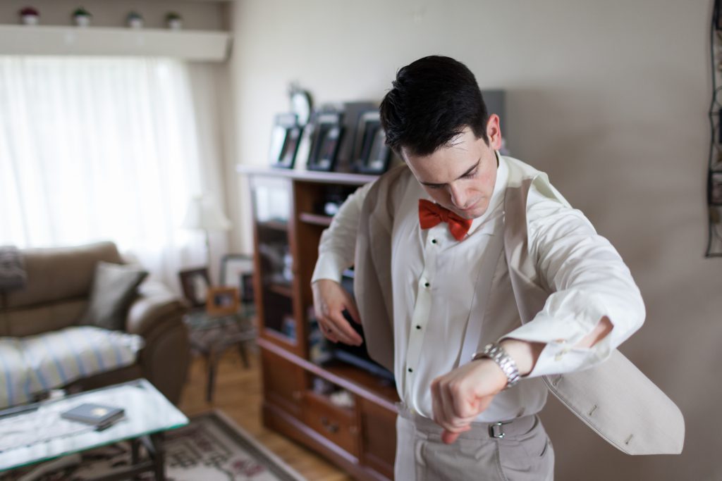 groom getting ready at home